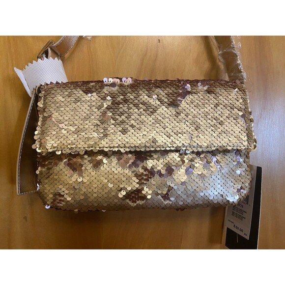 Nicole Miller Gold Sequin Shoulder Bag Size Small Appx. 9"x6"x1.5" RETAIL $60.00 - Picture 3 of 13